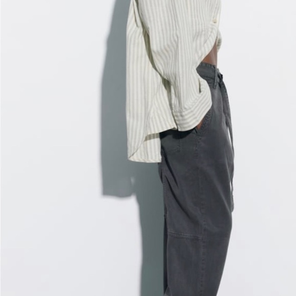 ZARA Stripped Linen Blend Shirt - Picture 2 of 12